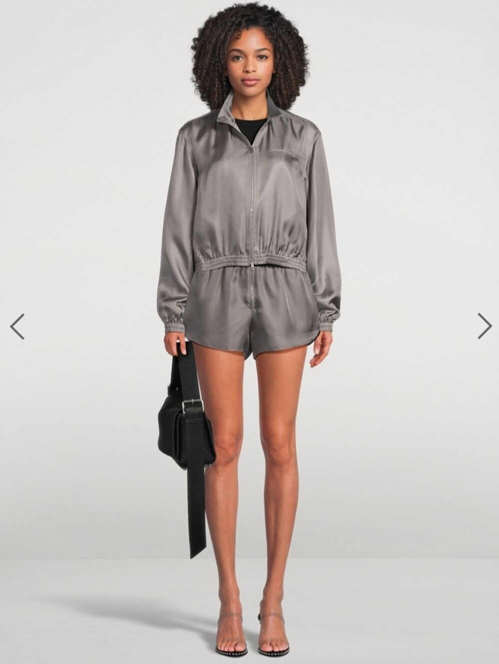 ALEXANDER WANG I NWT L Silk Twill Shorts I steel grey I $710 retail I authentic
